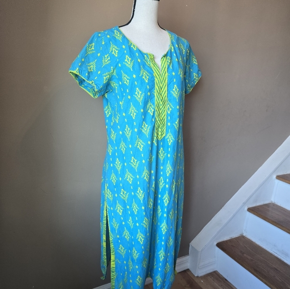 Rangriti Blue & Green Printed Kurta Size 38 - Picture 2 of 5